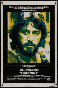 9y1697 SERPICO 1sh 1974 great image of undercover cop Al Pacino, Sidney Lumet crime classic!