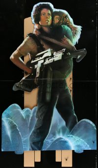 9y0266 ALIENS standee 1986 image of Sigourney Weaver as Ripley carrying Carrie Henn, ultra rare!