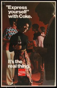 9y0271 COCA-COLA standee 1970s express yourself, it's the real thing, great image!