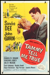 9y1718 TAMMY TELL ME TRUE 1sh 1961 art of Sandra Dee & John Gavin, riverboat romance!