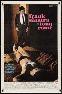 9y1731 TONY ROME 1sh 1967 cool image of Frank Sinatra as private eye + sexy half-naked girl on bed!