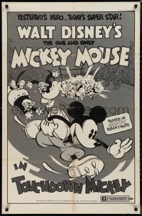 9y1732 TOUCHDOWN MICKEY 1sh R1974 Walt Disney, great cartoon art of Mickey Mouse playing football!