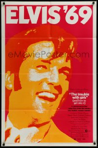 9y1734 TROUBLE WITH GIRLS 1sh 1969 great gigantic close up art of smiling Elvis Presley!