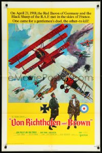 9y1742 VON RICHTHOFEN & BROWN 1sh 1971 David Blossom cool artwork of WWI airplanes in dogfight!