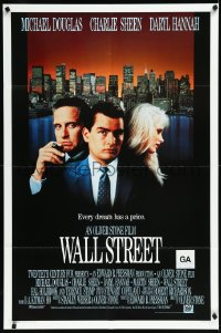 9y1744 WALL STREET int'l 1sh 1987 Michael Douglas, Charlie Sheen, Daryl Hannah, Oliver Stone!