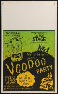 9y0307 VOODOO PARTY WC 1950s scream with laughter, see the zombie skull, spook show, wacky art!