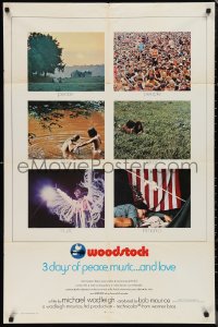 9y1754 WOODSTOCK int'l 1sh 1970 classic rock & roll concert, great Arnold Skolnick artwork!