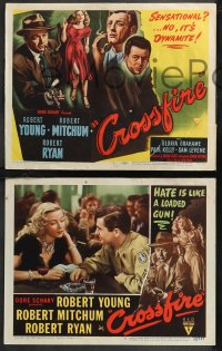 9y0941 CROSSFIRE 8 LCs 1947 Robert Young & Gloria Grahame, sexy Marlo Dwyer, complete set!
