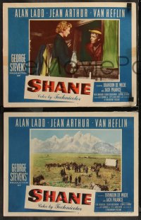 9y1043 SHANE 4 LCs 1953 most classic western, great images of Alan Ladd and Brandon De Wilde!