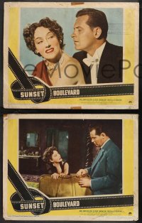 9y1060 SUNSET BOULEVARD 3 LCs 1950 great images of William Holden & sexy Gloria Swanson!