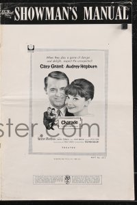 9y0470 CHARADE pressbook 1963 tough Cary Grant & sexy Audrey Hepburn, expect the unexpected!