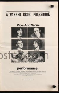 9y0534 PERFORMANCE pressbook 1970 directed by Nicolas Roeg, Mick Jagger & James Fox trading roles!