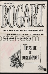 9y0559 TREASURE OF THE SIERRA MADRE pressbook 1948 Humphrey Bogart, John Huston classic, rare!