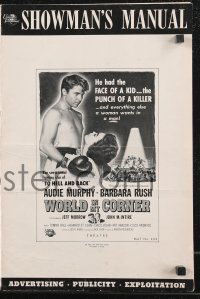 9y0570 WORLD IN MY CORNER pressbook 1956 champion boxer Audie Murphy fighting in ring, very rare!