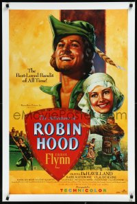 9z0357 ADVENTURES OF ROBIN HOOD 24x36 video poster R1991 Flynn & Olivia De Havilland by Rodriguez!