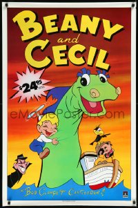 9z0358 BEANY & CECIL 27x41 video poster 1984 cute cartoon artwork of dinosaur & kid!