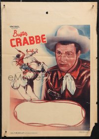 9z0290 BUSTER CRABBE Belgian 1940s as Billy The Kid in Law & Order, art of cowboy on bronco!