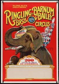 9z0094 RINGLING BROS & BARNUM & BAILEY CIRCUS 28x40 circus poster 1975 clown riding elephant!