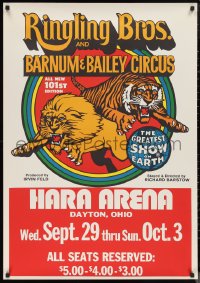 9z0093 RINGLING BROS & BARNUM & BAILEY CIRCUS 28x40 circus poster 1971 lion and tiger!