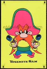 9z0340 YOSEMITE SAM 20x30 commercial poster 1970s cartoon character w/ yellow blacklight background!