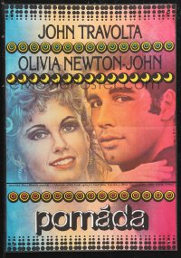 9z0457 GREASE Czech 11x16 1980 art of John Travolta & Olivia Newton-John in the classic musical!