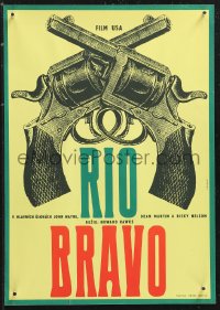 9z0459 RIO BRAVO Czech 11x16 1967 John Wayne, Nelson, Martin, Hawks, different art by Karel Vaca!