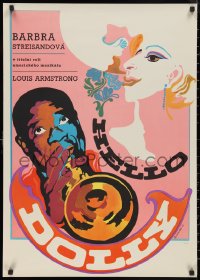 9z0426 HELLO DOLLY Czech 23x32 1970 best Galova art of Barbra Streisand & Louis Armstrong!