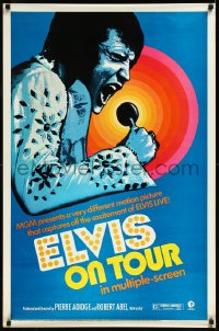 9z1280 ELVIS ON TOUR 1sh 1972 classic artwork of Elvis Presley singing into microphone!