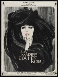 9z0582 BRIDE WORE BLACK French 24x32 1968 Francois Truffaut, Ferracci art of Jeanne Moreau!