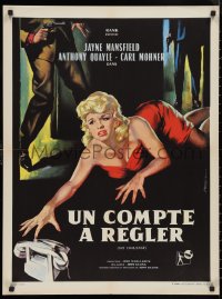 9z0583 CHALLENGE French 24x32 1961 art of Jayne Mansfield reaching for phone by Jean Mascii!