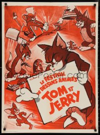 9z0592 LE FESTIVAL DE DESSINS ANIMES TOM ET JERRY French 23x31 1970s different art of the cartoon cat and mouse duo by Soubie!