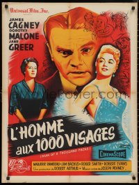 9z0593 MAN OF A THOUSAND FACES French 24x32 1958 James Cagney as Lon Chaney Sr, artwork by Bonneaud!