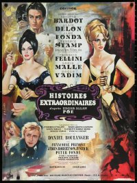 9z0598 SPIRITS OF THE DEAD French 23x31 1969 Fellini, Allard art of sexy Brigitte Bardot & Fonda!