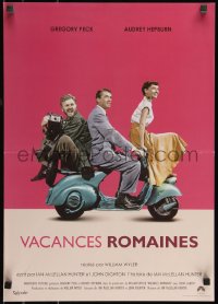 9z0639 ROMAN HOLIDAY French 17x23 R2013 Audrey Hepburn & Gregory Peck, Albert riding on Vespa!