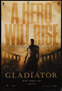 9z1299 GLADIATOR teaser DS 1sh 2000 a hero will rise, Russell Crowe, directed by Ridley Scott!