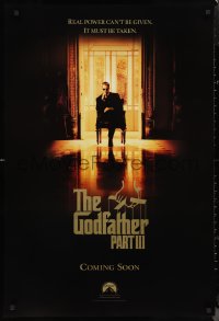 9z1301 GODFATHER PART III teaser DS 1sh 1990 Al Pacino, Francis Ford Coppola!