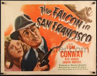 9z0678 FALCON IN SAN FRANCISCO style A 1/2sh 1945 detective Tom Conway with smoking gun, ultra rare!