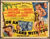 9z0714 ON AN ISLAND WITH YOU style B 1/2sh 1948 Esther Williams, Jimmy Durante, Lawford, Hirschfeld art!