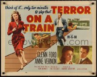 9z0746 TIME BOMB 1/2sh 1953 Terror on a Train, art of Glenn Ford & Anne Vernon in explosive action!