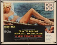 9z0751 VERY PRIVATE AFFAIR 1/2sh 1962 Louis Malle's Vie Privee, c/u of sexiest Brigitte Bardot!
