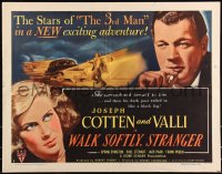 9z0753 WALK SOFTLY STRANGER style B 1/2sh 1950 art of Joseph Cotten & pretty Alida Valli, film noir!