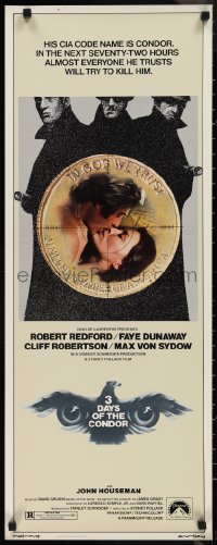 9z0755 3 DAYS OF THE CONDOR insert 1975 CIA analyst Robert Redford & Faye Dunaway!