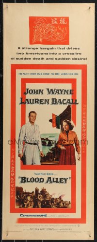 9z0770 BLOOD ALLEY insert 1955 John Wayne & Lauren Bacall in China, directed by William Wellman!
