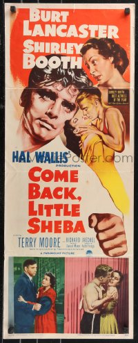 9z0780 COME BACK LITTLE SHEBA insert 1953 romantic artwork of Burt Lancaster & Shirley Booth!