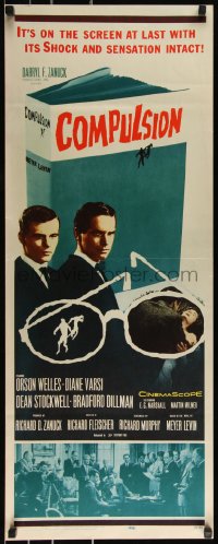 9z0782 COMPULSION insert 1959 Dean Stockwell & Bradford Dillman try to commit the perfect murder!