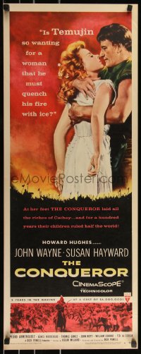 9z0784 CONQUEROR insert 1956 barbarian John Wayne grabs sexy Susan Hayward!