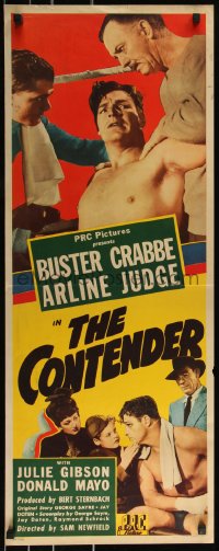 9z0785 CONTENDER insert 1944 barechested boxer Buster Crabbe, Arline Judge, Gibson, ultra rare!