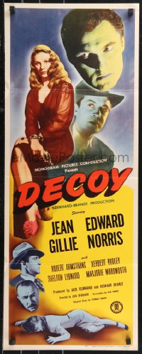 9z0787 DECOY insert 1946 super sexy bad girl Jean Gillie with gun, film noir like Kiss Me Deadly!