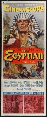 9z0792 EGYPTIAN insert 1954 Michael Curtiz, art of Jean Simmons, Victor Mature & Gene Tierney!