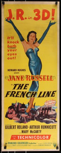 9z0801 FRENCH LINE 3D insert 1954 Howard Hughes, art of sexy Jane Russell with arms outstretched!
